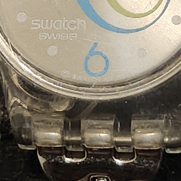 Vintage Swatch light blue and clear back